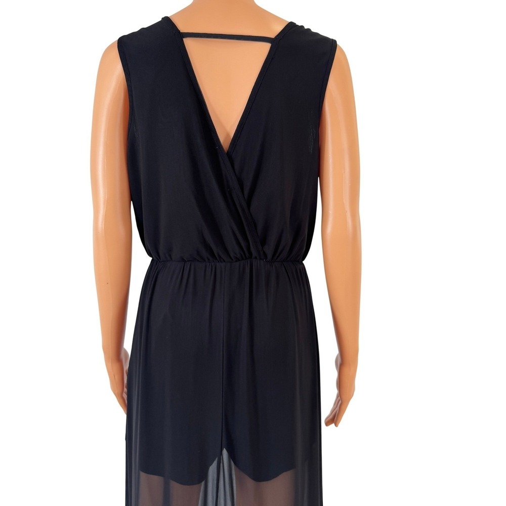 Bailey Blue Black Sheer Mesh Overlay Maxi Romper Dress V-Neck Size M 4GA9T0116 - Picture 4 of 14